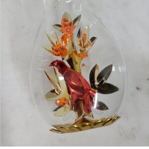 Vintage RESL LENZ 3D Ornament Bird Foil Art Glass Ball Christmas West German